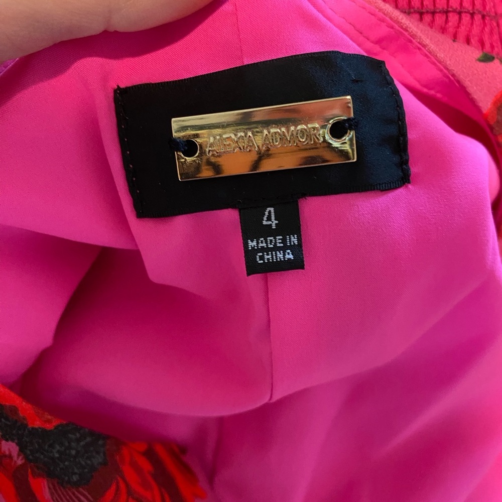 Alexia Admor Pink Floral Midi Dress with Red Blooms - Picture 8 of 9